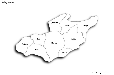 Sample Maps for Adiyaman (black-white,shadowy)