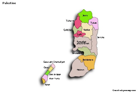 Mapas de muestra para Palestina (coloreado,sombrío)