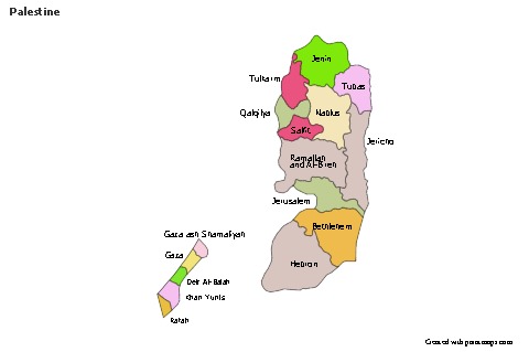 Mapas de muestra para Palestina (coloreado)