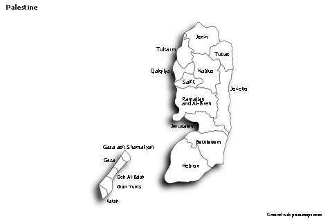 Mapas de muestra para Palestina (blanco-negro,sombrío)