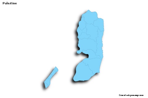 Mapas de muestra para Palestina (azul,contorno,sombrío)