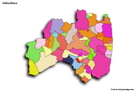 Mapas de muestra para Fukushima (coloreado,sombrío)