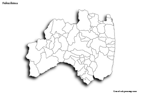 Mapas de muestra para Fukushima (blanco-negro,sombrío)