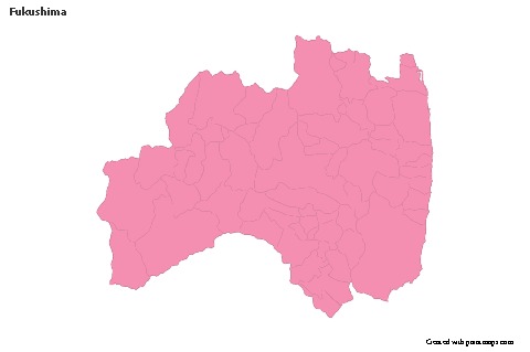 Mapas de muestra para Fukushima (rosa,contorno)