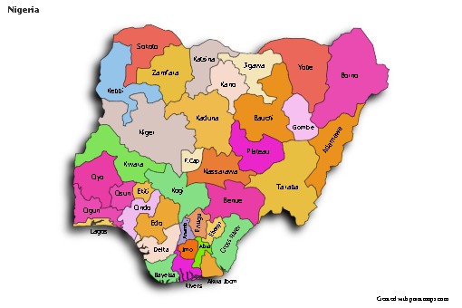 Sample Maps for Nigeria (colored,shadowy)