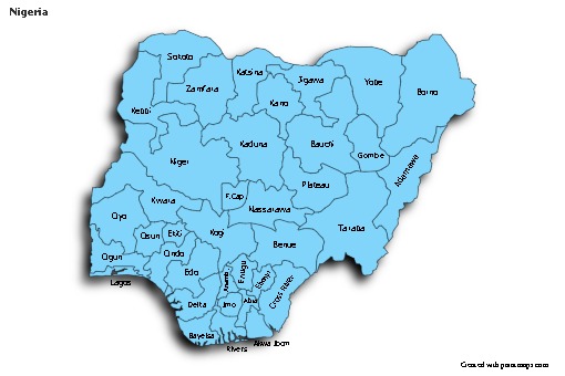 Sample Maps for Nigeria (blue,shadowy)