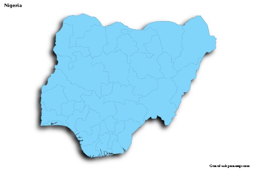 Sample Maps for Nigeria (blue,outline,shadowy)