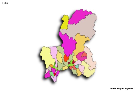 Mapas de muestra para Gifu (coloreado,sombrío)