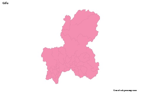 Mapas de muestra para Gifu (rosa,contorno)