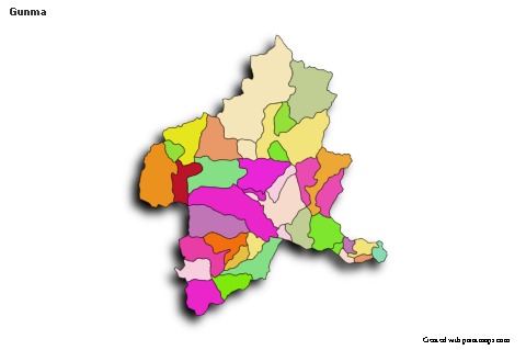 Contoh Peta untuk Gunma (berwarna,bayangan)