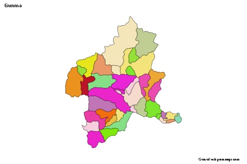 Contoh Peta untuk Gunma (berwarna)