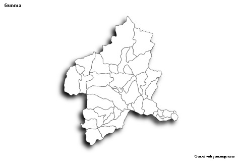 Contoh Peta untuk Gunma (hitam-putih,bayangan)