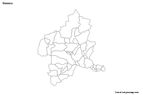 Contoh Peta untuk Gunma (hitam-putih)