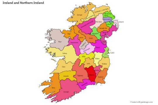 Sample Maps for Ireland and Northern Ireland (colored)
