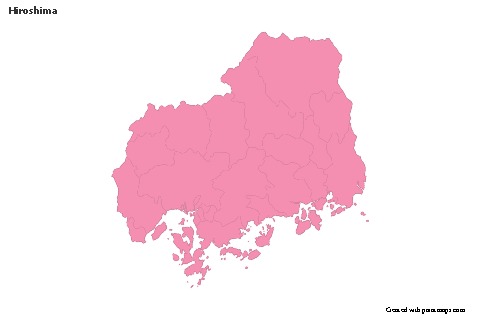 Contoh Peta untuk Hiroshima (merah jambu,garis besar)