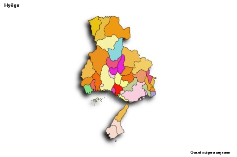 Mapas de muestra para Hyōgo (coloreado,sombrío)
