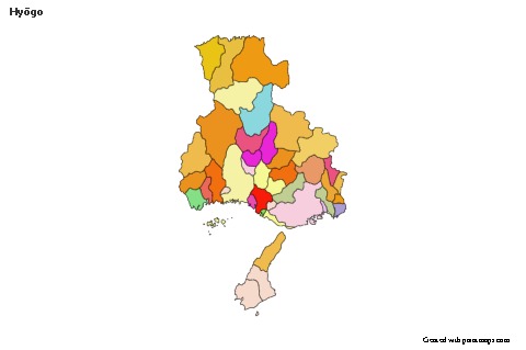 Mapas de muestra para Hyōgo (coloreado)