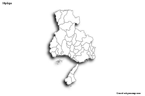 Mapas de muestra para Hyōgo (blanco-negro,sombrío)