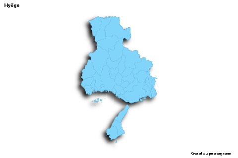 Mapas de muestra para Hyōgo (azul,contorno,sombrío)