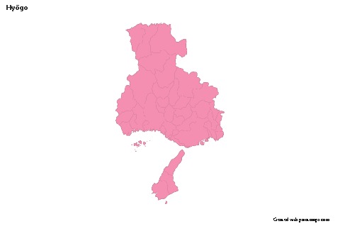 Mapas de muestra para Hyōgo (rosa,contorno)