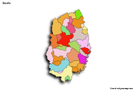 Mapas de muestra para Iwate (coloreado,sombrío)