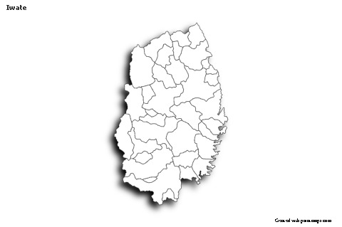 Mapas de muestra para Iwate (blanco-negro,sombrío)