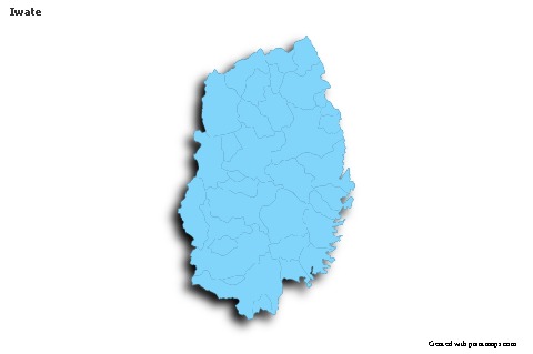 Mapas de muestra para Iwate (azul,contorno,sombrío)