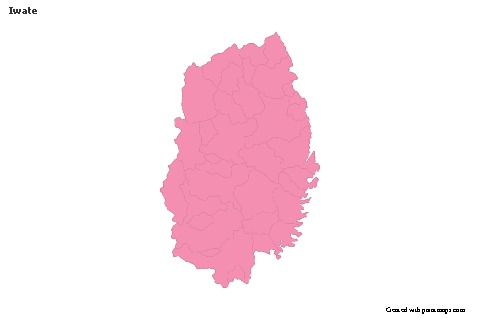Mapas de muestra para Iwate (rosa,contorno)