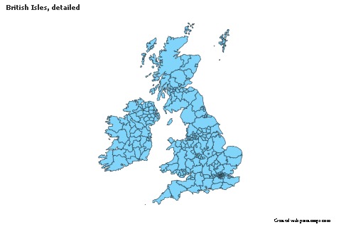 Contoh Peta untuk Kepulauan British, rinci (biru)