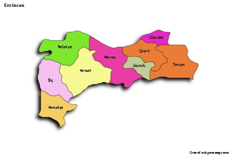 Sample Maps for Erzincan (colored,shadowy)
