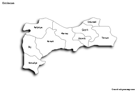 Sample Maps for Erzincan (black-white,shadowy)