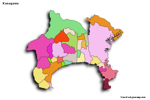 Contoh Peta untuk Kanagawa (berwarna,bayangan)