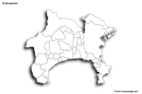 Contoh Peta untuk Kanagawa (hitam-putih,bayangan)