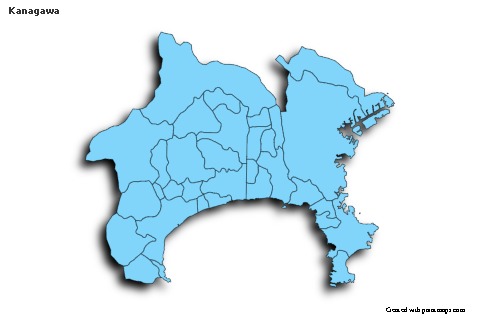 Contoh Peta untuk Kanagawa (biru,bayangan)