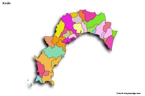 Mapas de muestra para Kochi (coloreado,sombrío)