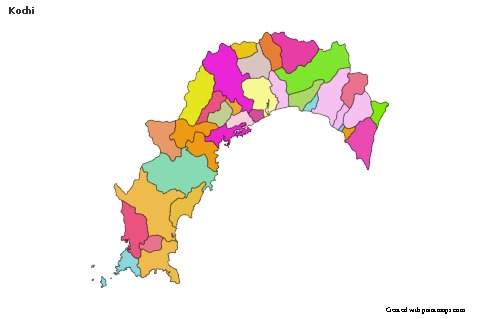 Mapas de muestra para Kochi (coloreado)