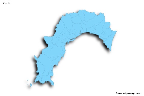Mapas de muestra para Kochi (azul,contorno,sombrío)