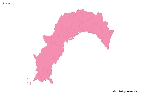 Mapas de muestra para Kochi (rosa,contorno)