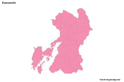 Mapas de muestra para Kumamoto (rosa,contorno)