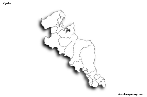 Contoh Peta untuk Kyoto (hitam-putih,bayangan)