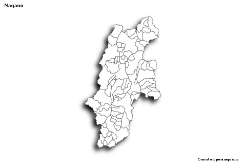 Mapas de muestra para Nagano (blanco-negro,sombrío)