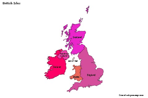 Contoh Peta untuk Kepulauan British (berwarna)