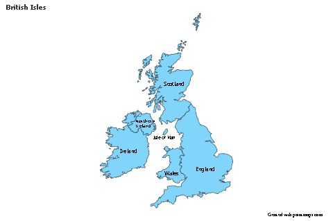 Contoh Peta untuk Kepulauan British (biru)