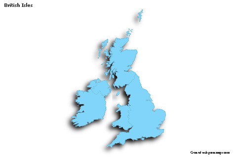 Contoh Peta untuk Kepulauan British (biru,garis luar,bayangan)