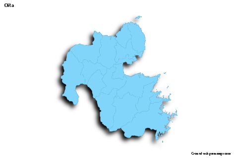 Mapas de muestra para Oita (azul,contorno,sombrío)
