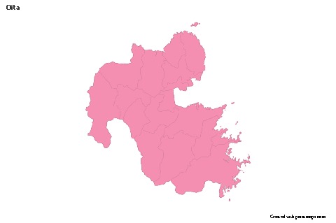 Mapas de muestra para Oita (rosa,contorno)
