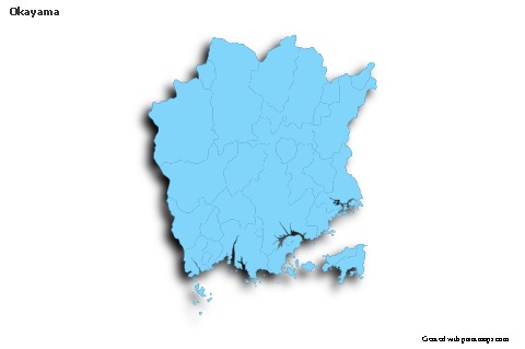 Sample Maps for Okayama (blue,outline,shadowy)