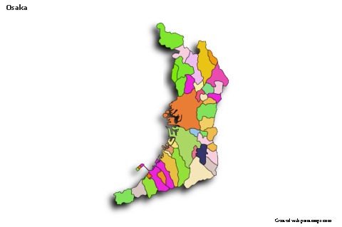 Exemplos de mapas para Osaka (colorido,sombreado)
