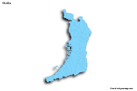 Exemplos de mapas para Osaka (azul,contorno,sombra)