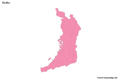 Exemplos de mapas para Osaka (rosa,contorno)